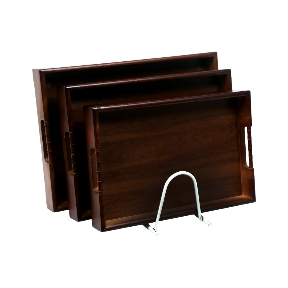 TRAY SET 3PC WOODEN DARK HANDLE 8-2/7994