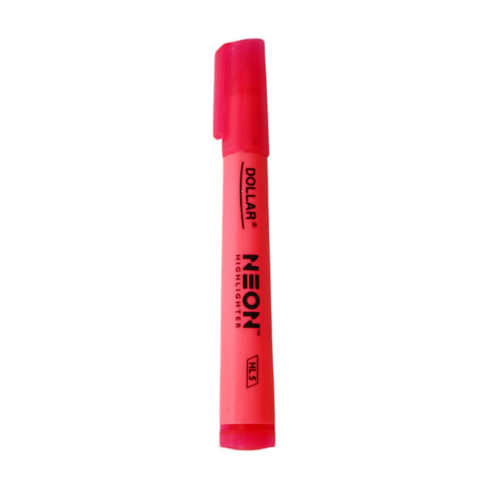 HL-5 DOLLAR NEON HIGHLIGHTER ROUND PINK 1PC