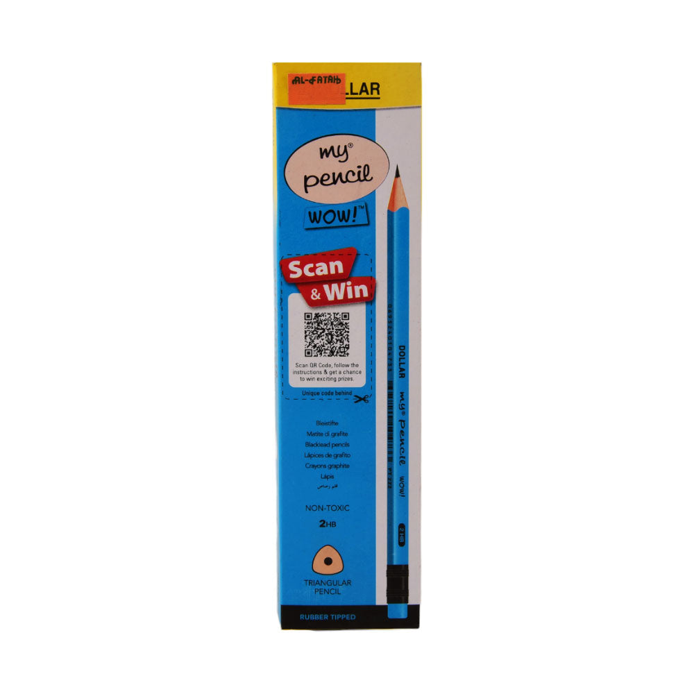 PT222 DOLLAR MY PENCIL WOW PENCIL 12PC PACK BLUE