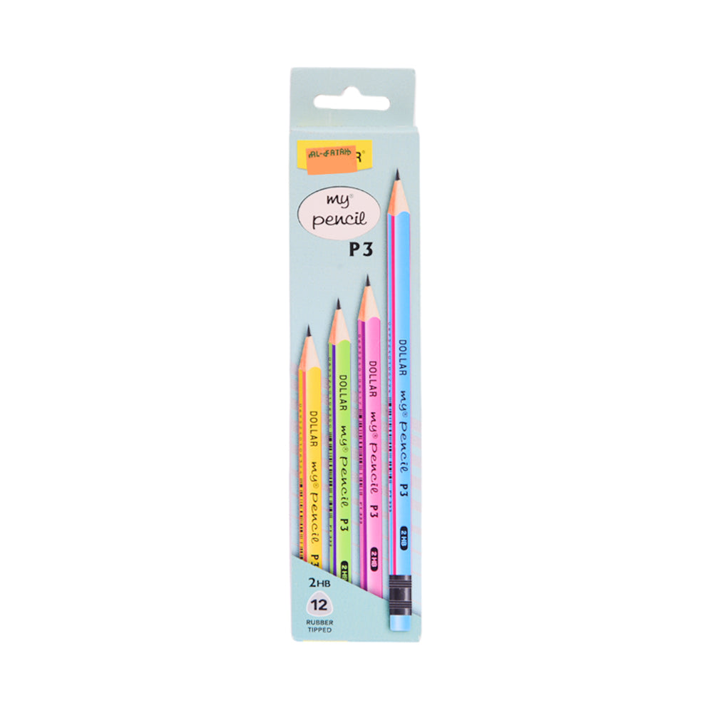 PT-333 P3 DOLLAR MY PENCIL 2HB 12PC PACK ASST