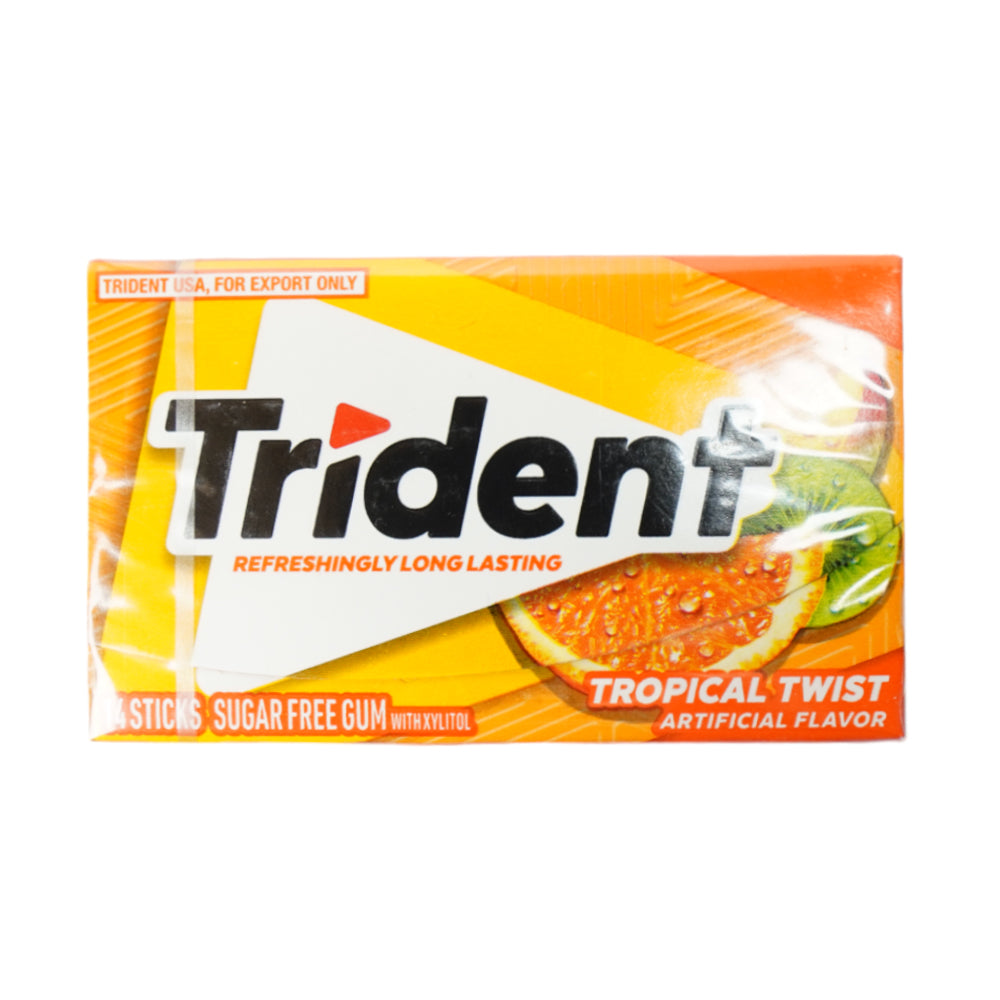 TRIDENT BUBBLE GUM TROPICAL TWIST SUGAR FREE 14 STICKS