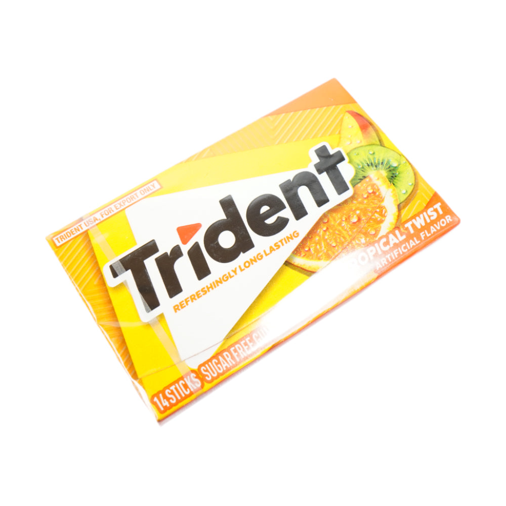 TRIDENT BUBBLE GUM TROPICAL TWIST SUGAR FREE 14 STICKS