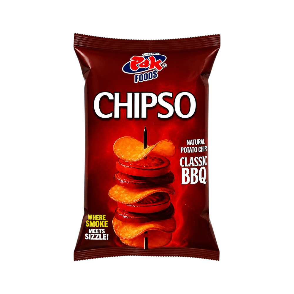 PAK FOODS CHIPSO BBQ CHIPS NATURAL POTATO 88 GM