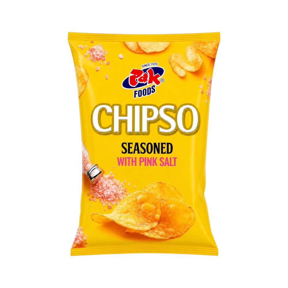 PAK FOODS CHIPSO BBQ CHIPS NATURAL POTATO PINK SALT 88 GM