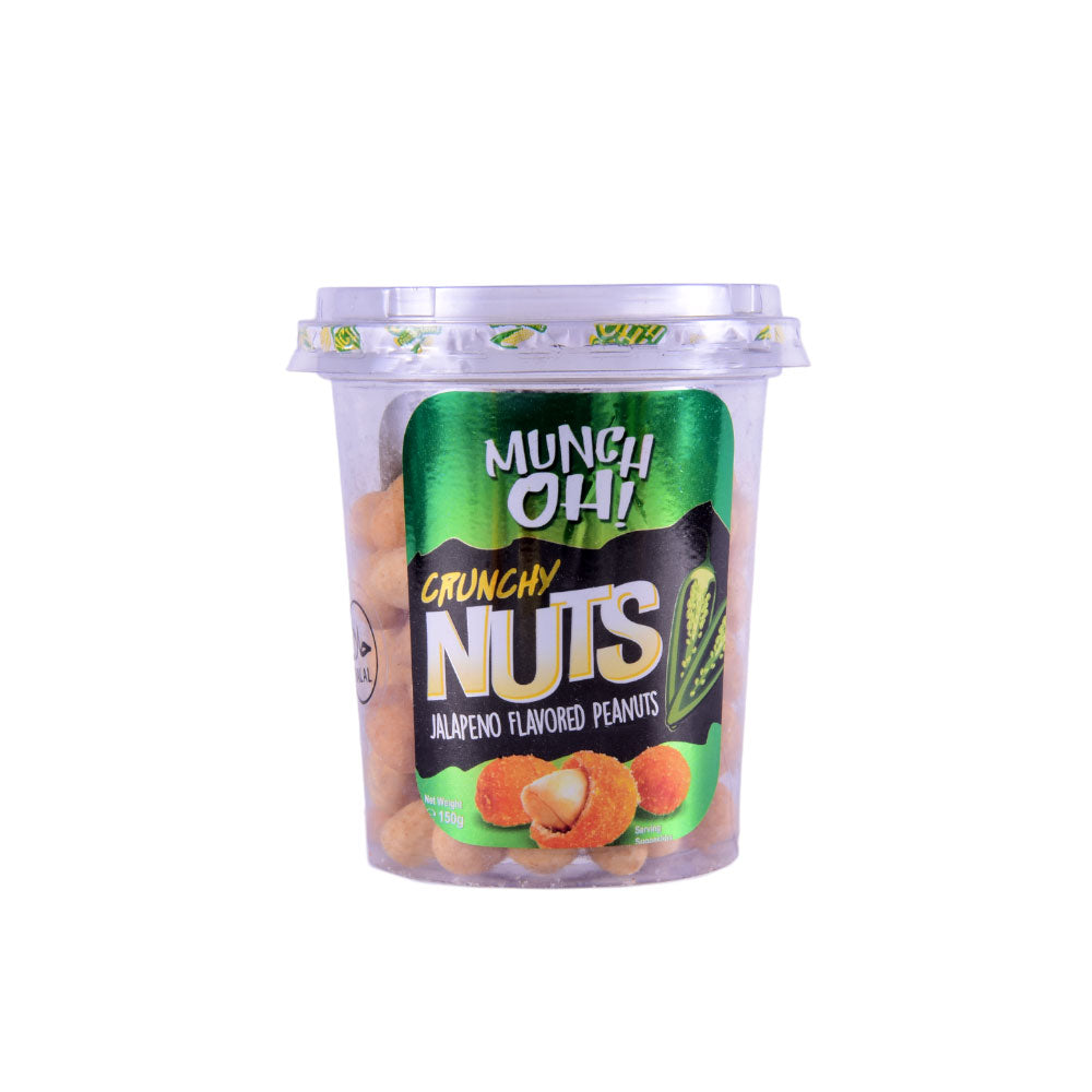 MUNCH OH CRUNCHY NUTS JALAPENO PEANUTS 150GM