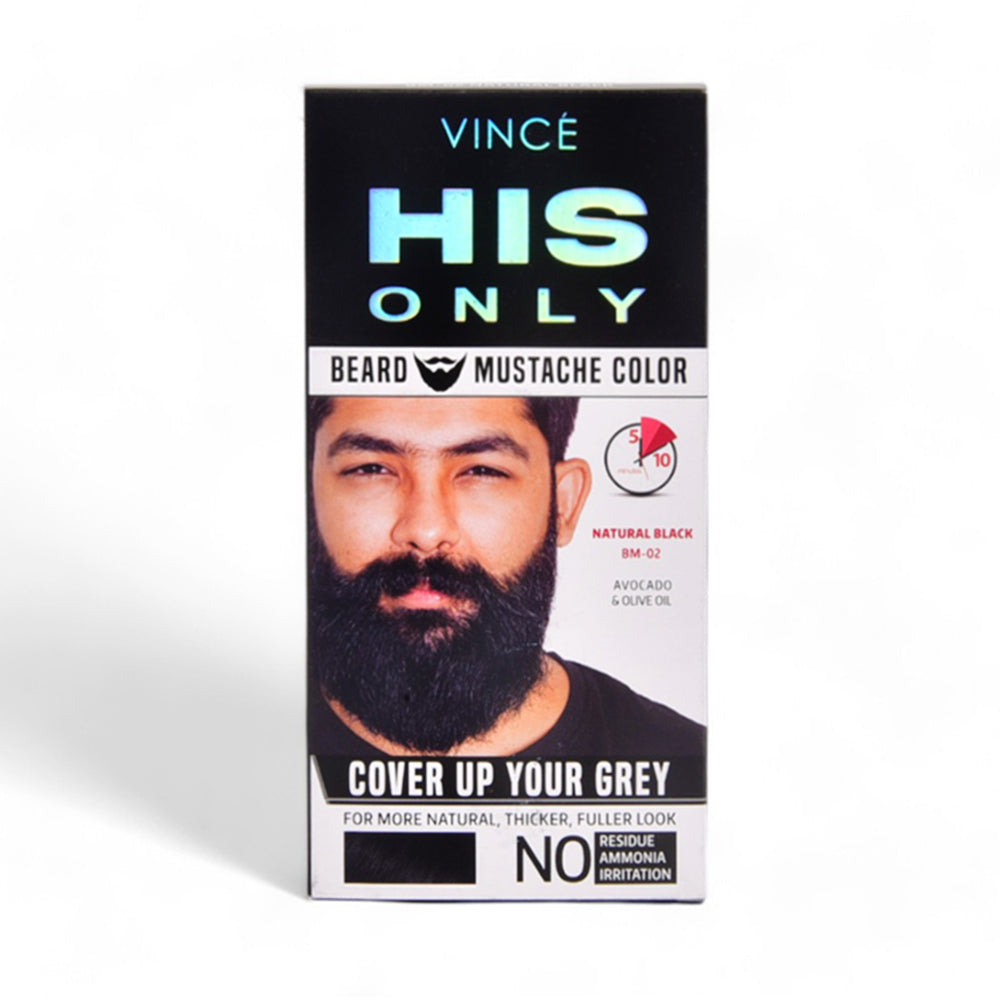 VINCE HIS ONLY BEARD & MUSTACHE COLOR (BM 02) NATURAL BLACK
