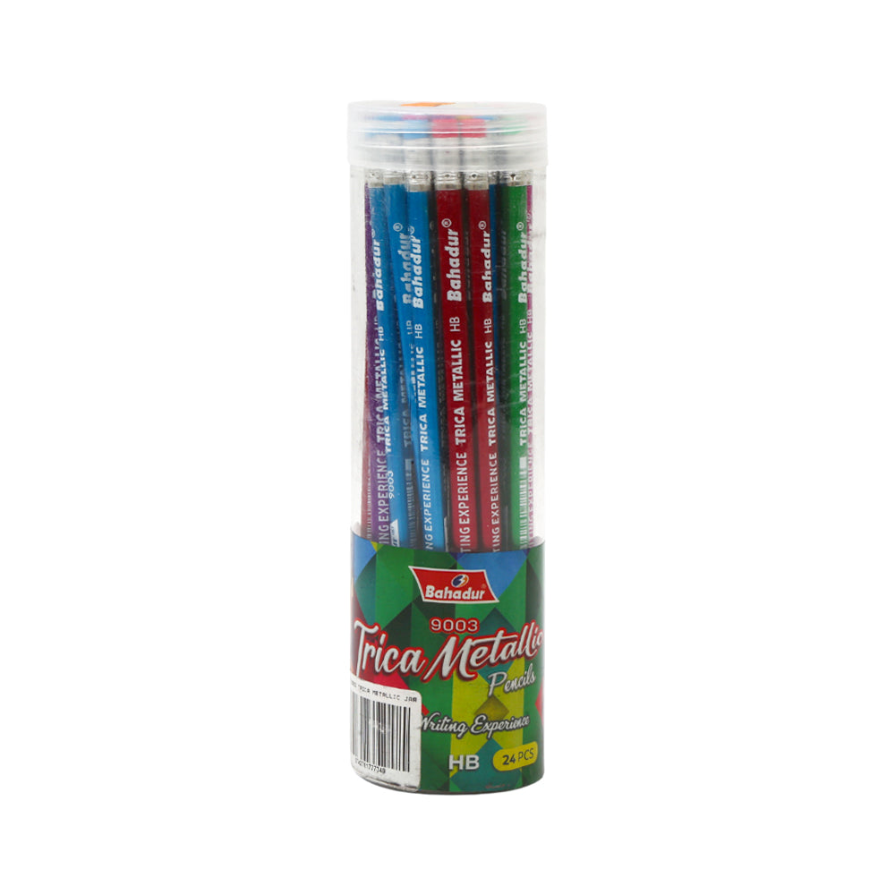 HB 9003 BAHADUR TRICA METTALIC PENCIL JAR 24PCS