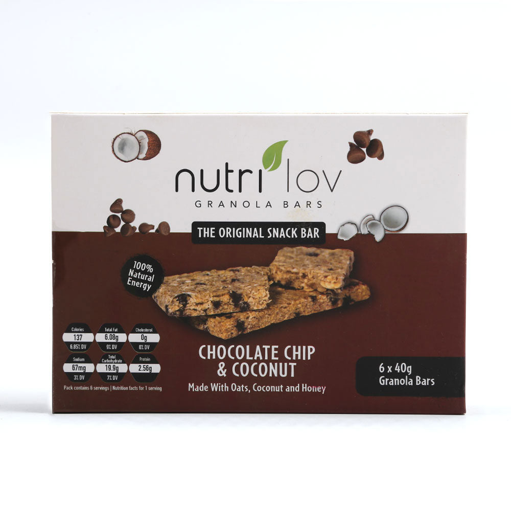 NUTRILOV CHOCOLATE CHIP & COCONUT GRANOLA 6-BAR 240G