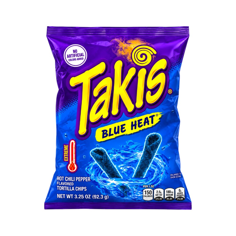 TAKIS CHIPS BLUE HEAT HOT CHILI PEPPER EXTREME 92.3 GM