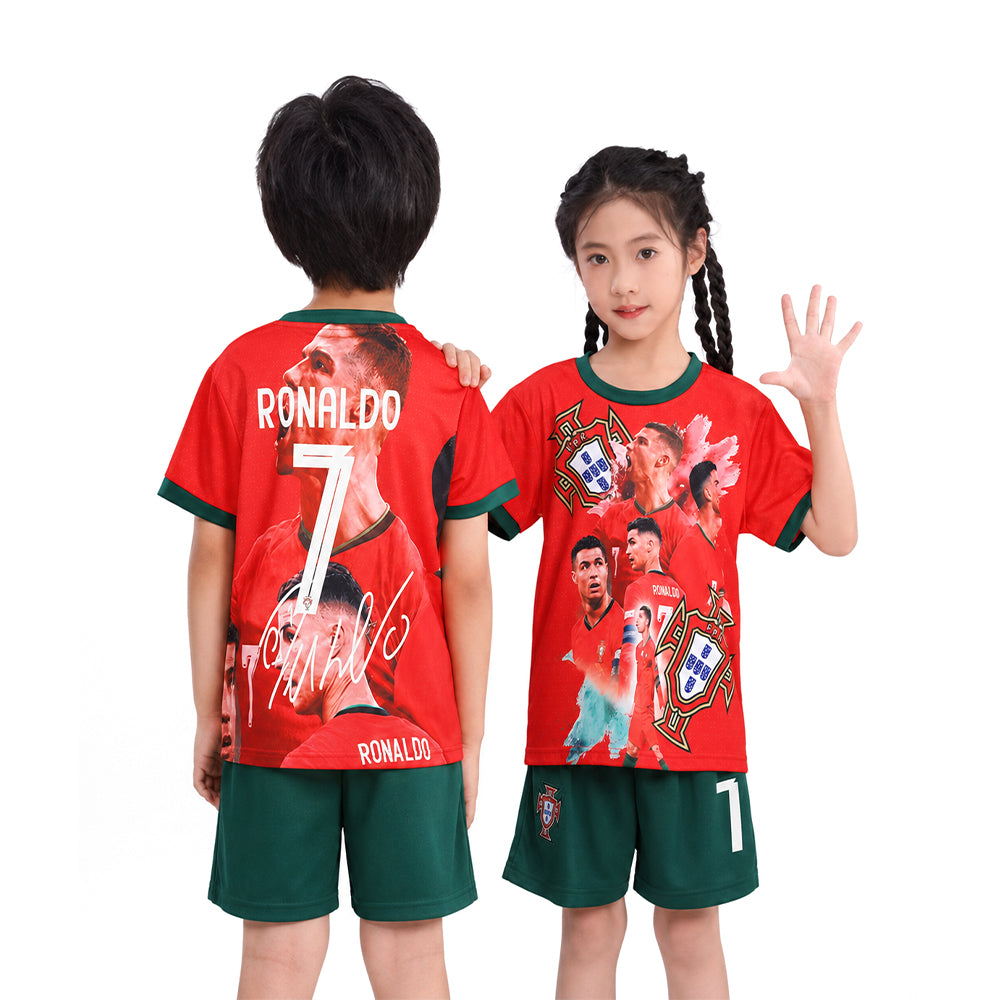 RONALDO 2PC FOOT-BALL JERSEY ORG/GRN IRS-26 2-3 YEAR 001