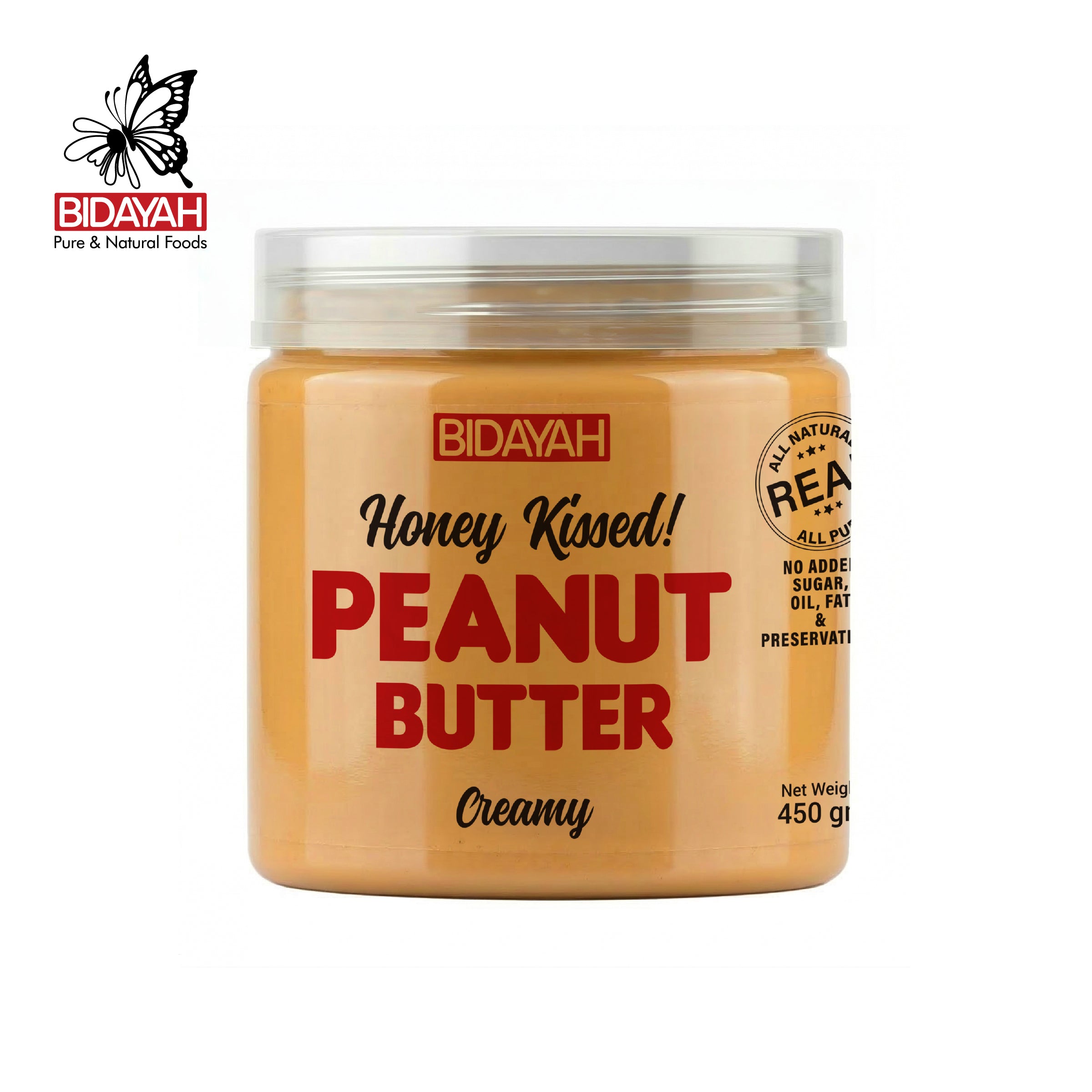 BIDAYAH PURE & NATURAL HONEY KISSED CREAMY PEANUT BUTTER 450 GM