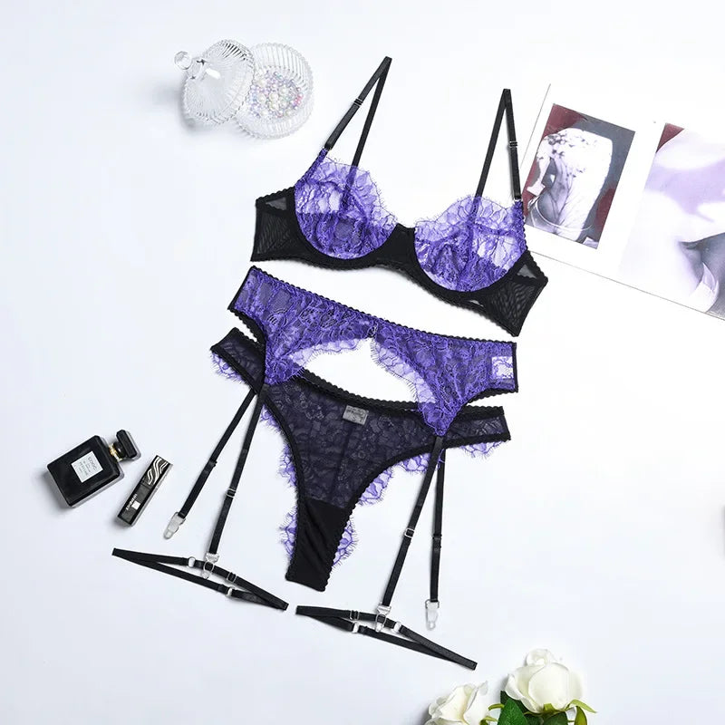 Belleza Lingerie Wired Net Bra Set - 1065