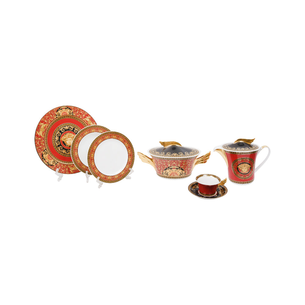 DINNER SET 86PC VERSACE MEDUSA RED