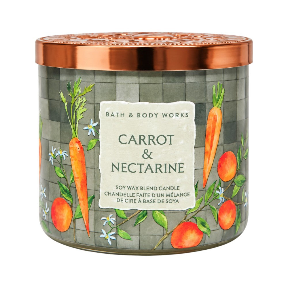 BATH & BODY WORKS 3 WICK CANDLE CARROT AND NECTARINE 411G