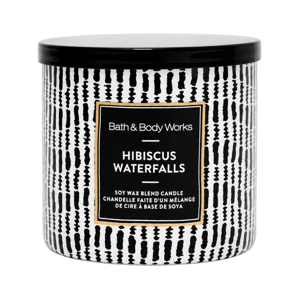 BATH & BODY WORKS HIBISCUS WATERFALLS CANDLE 3 WICK 411 GM