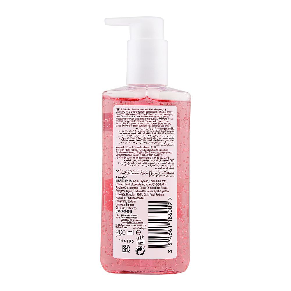 NEUTROGENA VISIBLY CLEAR PINK GRAPEFRUIT FACE WASH 200ML PC