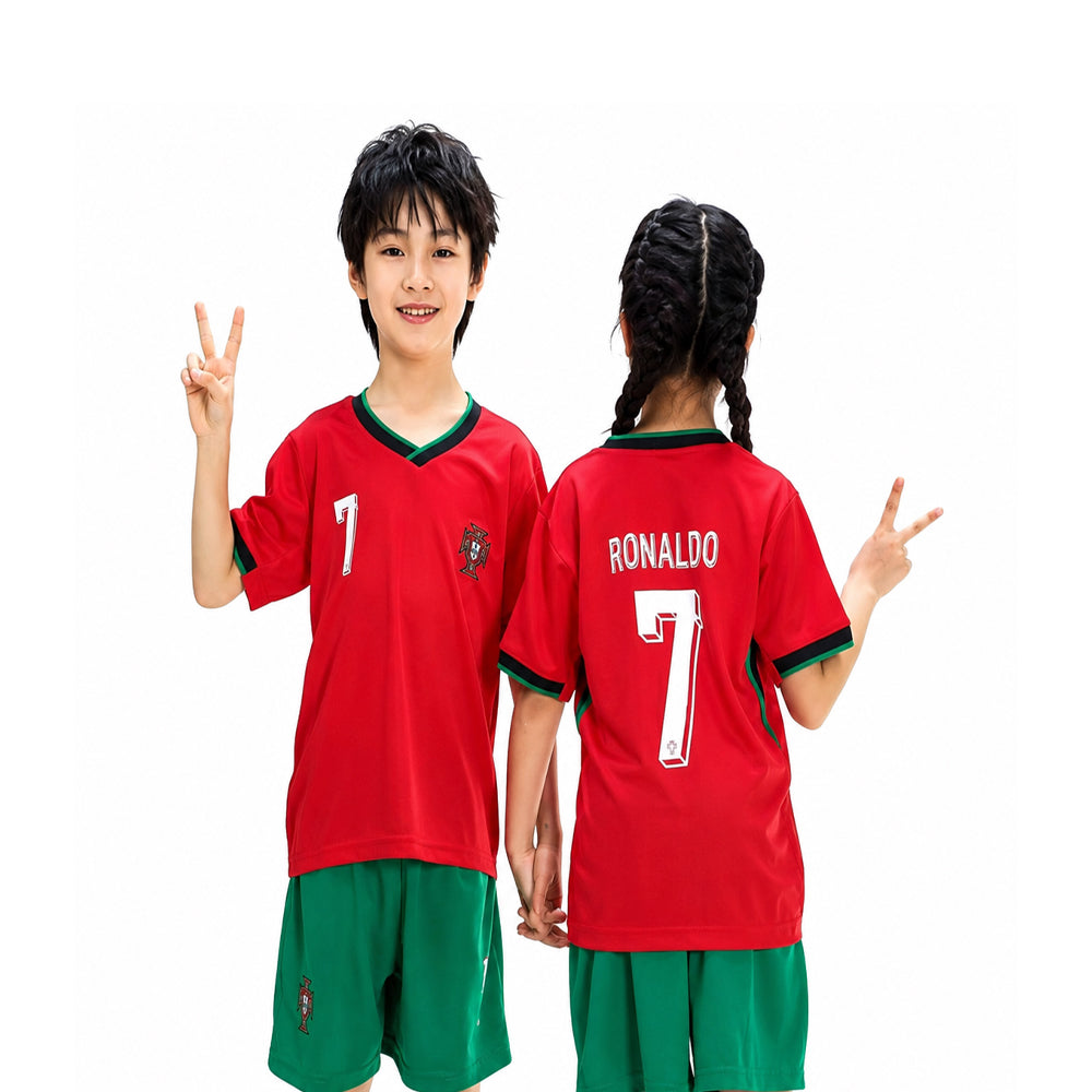 RONALDO 2PC FOOT-BALL JERSEY RED/GRN IRS-26 2-3 YEAR 016