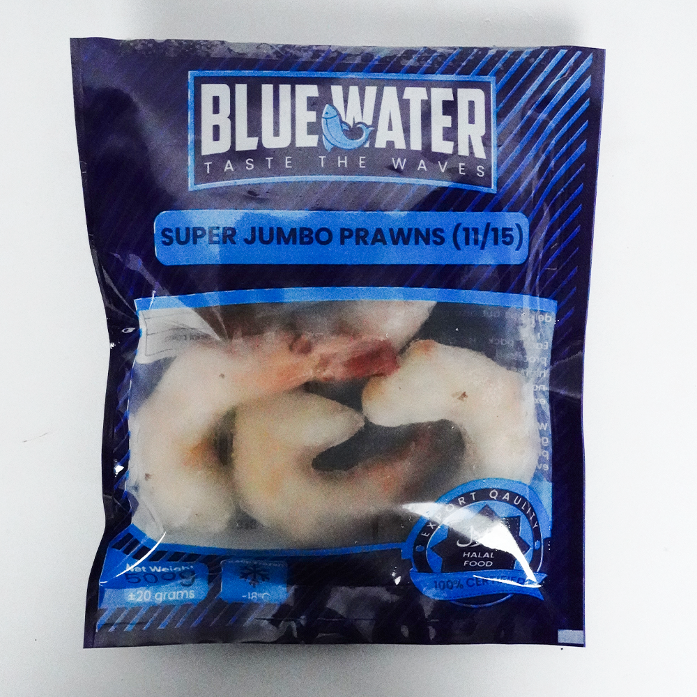 BLUE WATER SUPER JUMBO PRAWNS 500 GM