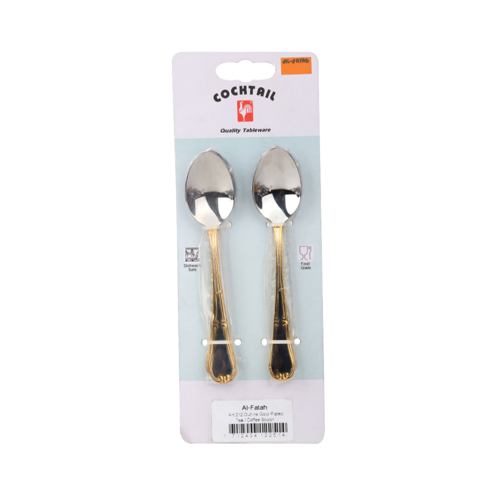 TEA/COFFEE SPOON SET COCKTAIL HALF GOLD 6PC ART 212 PC