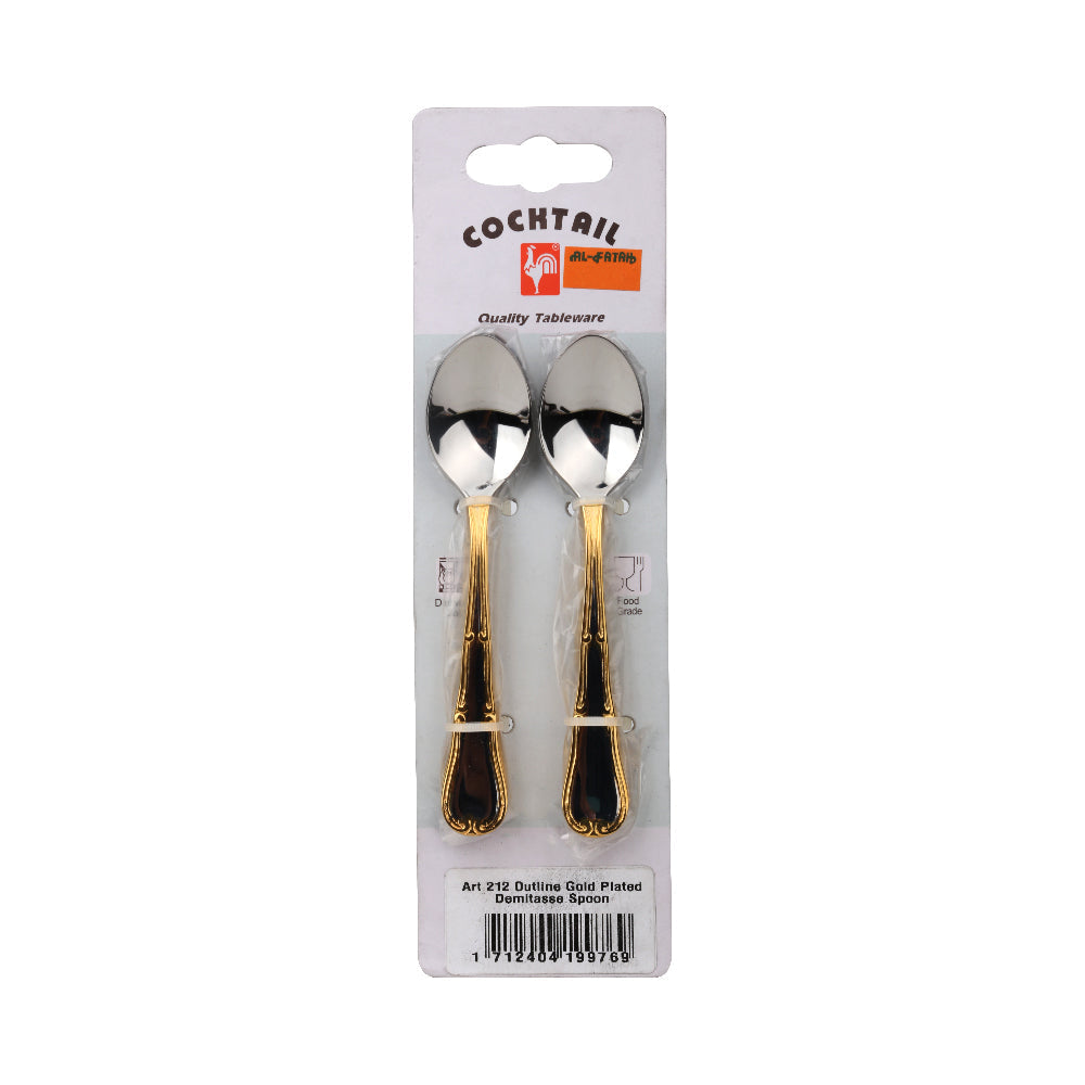 DEMITASSE SPOON SET COCKTAIL OUTLINE GOLD 6PC ART 212 PC