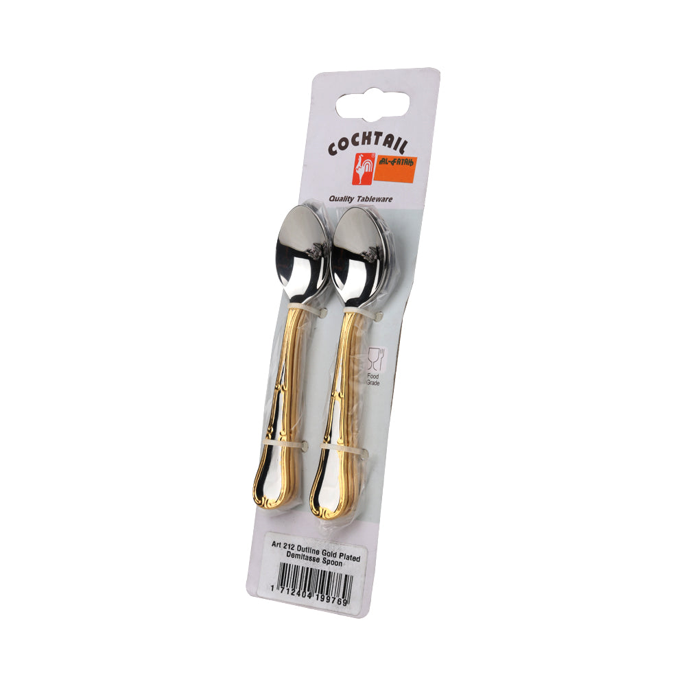 DEMITASSE SPOON SET COCKTAIL OUTLINE GOLD 6PC ART 212 PC