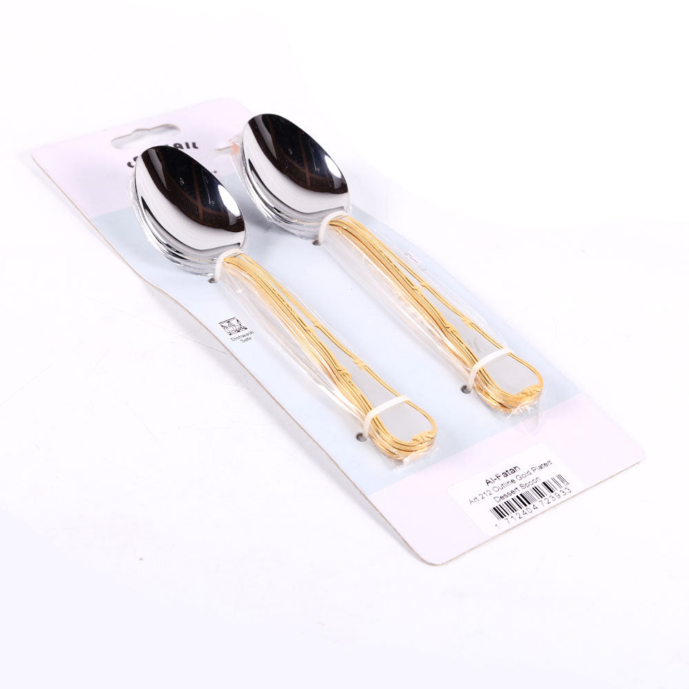 DESSERT SPOON SET COCKTAIL OUTLINE GOLD 6PC ART 212 PC