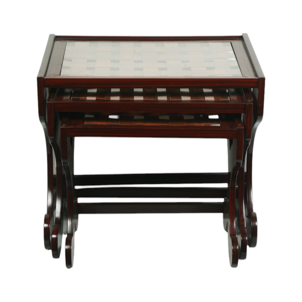 TABLE SET 3PC NET L-BROWN
