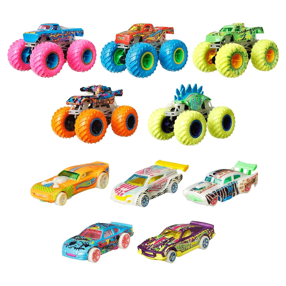 HCB57 HOT WHEEL MONSTER TRUCK 10PC DINKEY SET H.B