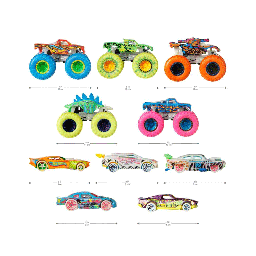 HCB57 HOT WHEEL MONSTER TRUCK 10PC DINKEY SET H.B