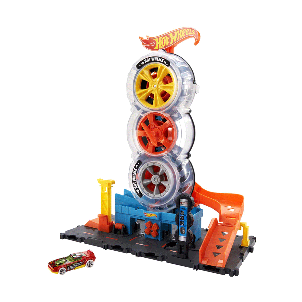 HDP02 HOT WHEEL CITY SUPER TWIST TIRE SHOP TRACK H.B