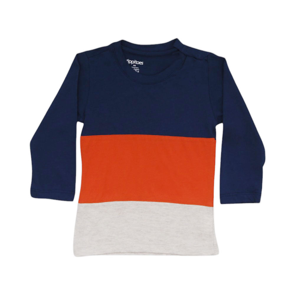 TIPPITOES RUST COLOUR BLOCK TEE MULTI / 6-12M BSTS-CB002