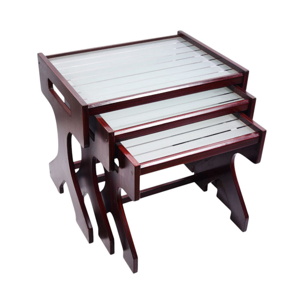 TABLE SET GLASS 3PC D-BROWN