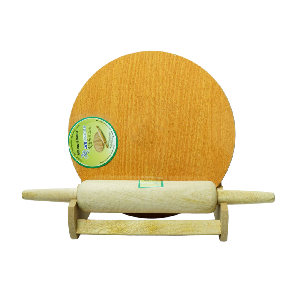 KITCHEN ROUND BOARD + PIN ROLLER WHITE