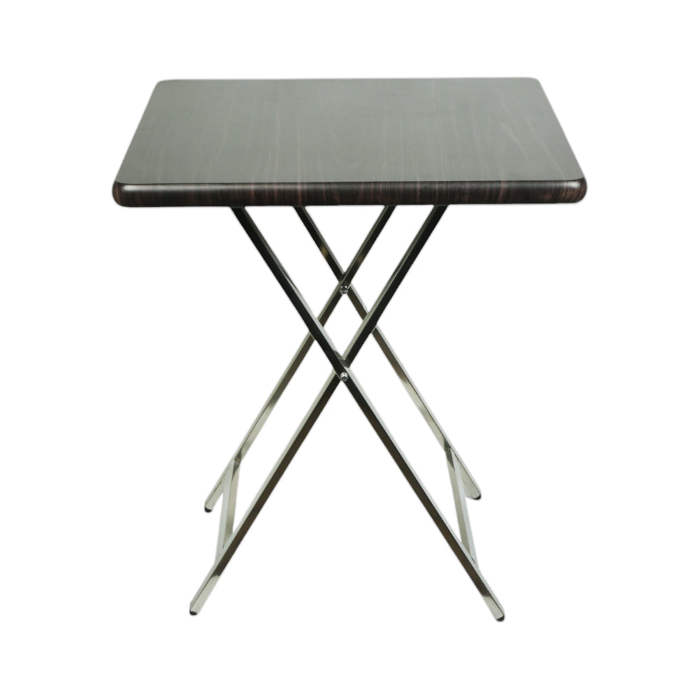 TABLE FOLDING STAINLESS STEEL D/BROWN