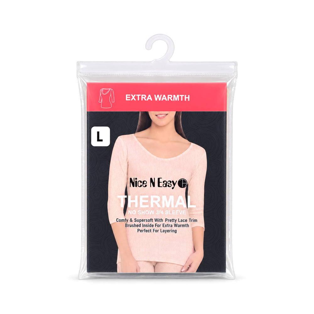 NICE AND EASY LADIES THERMAL TOP OFF WHITE LARGE