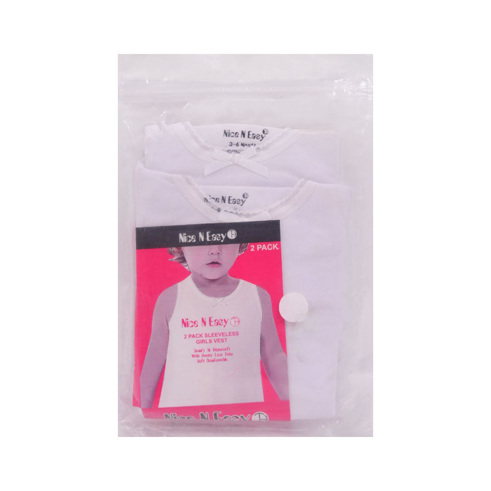 GIRLS VEST SUPER SOFT 2PC PACK WITH LACE MW-20 3-6 MONTH