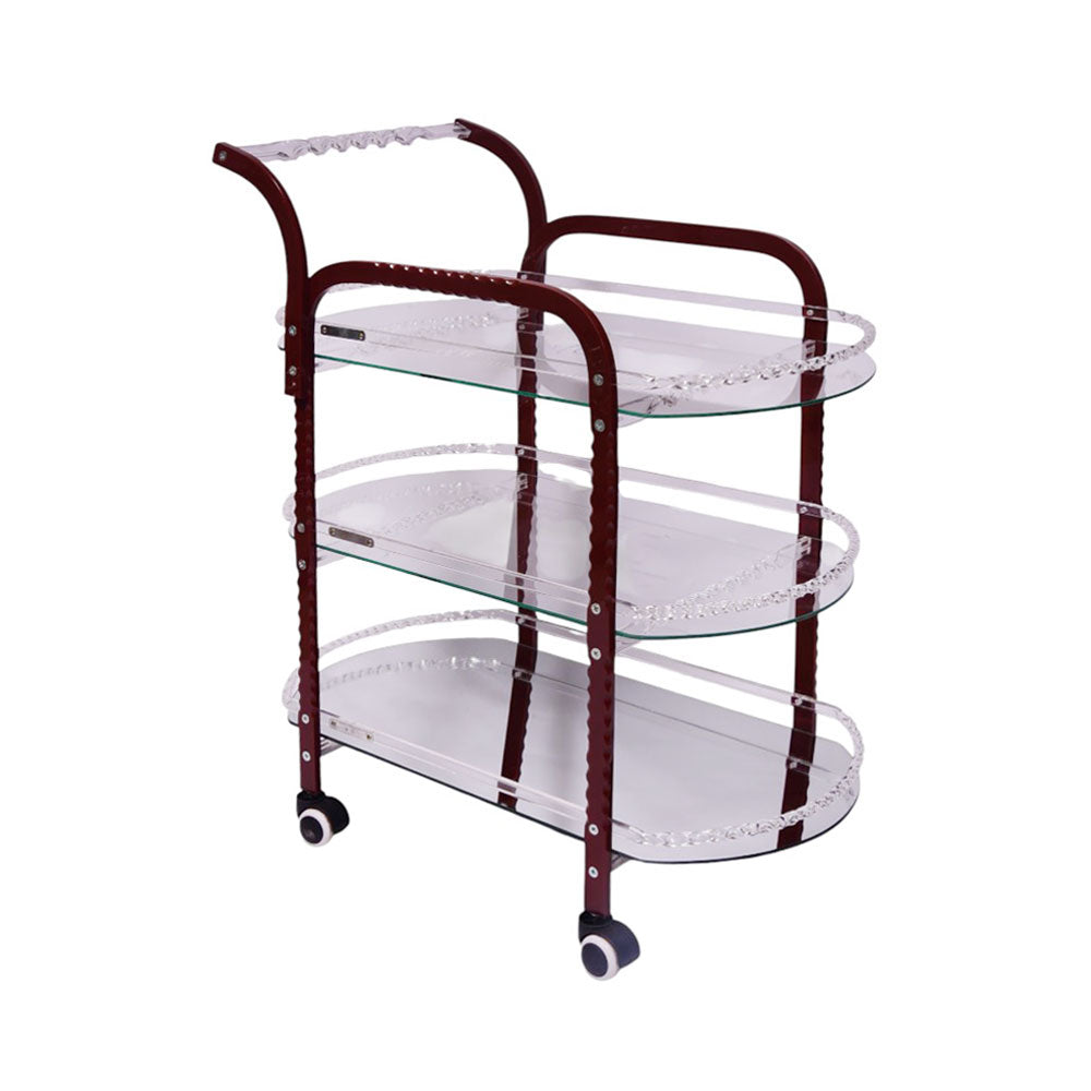 TEA TROLLEY ACRYLIC 3 SHELF M-90 BLACK/WHITE