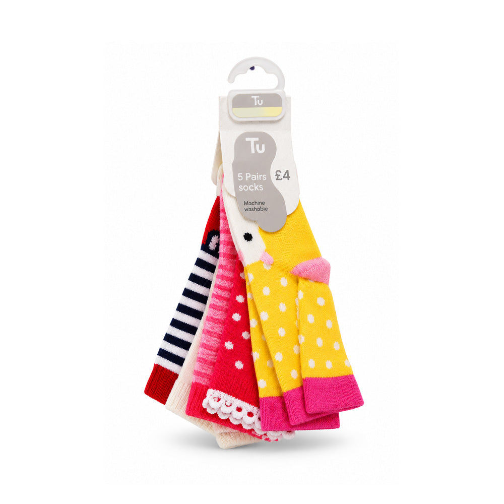 GIRLS SOCKS PACK OF 5 MW-20 0-6M