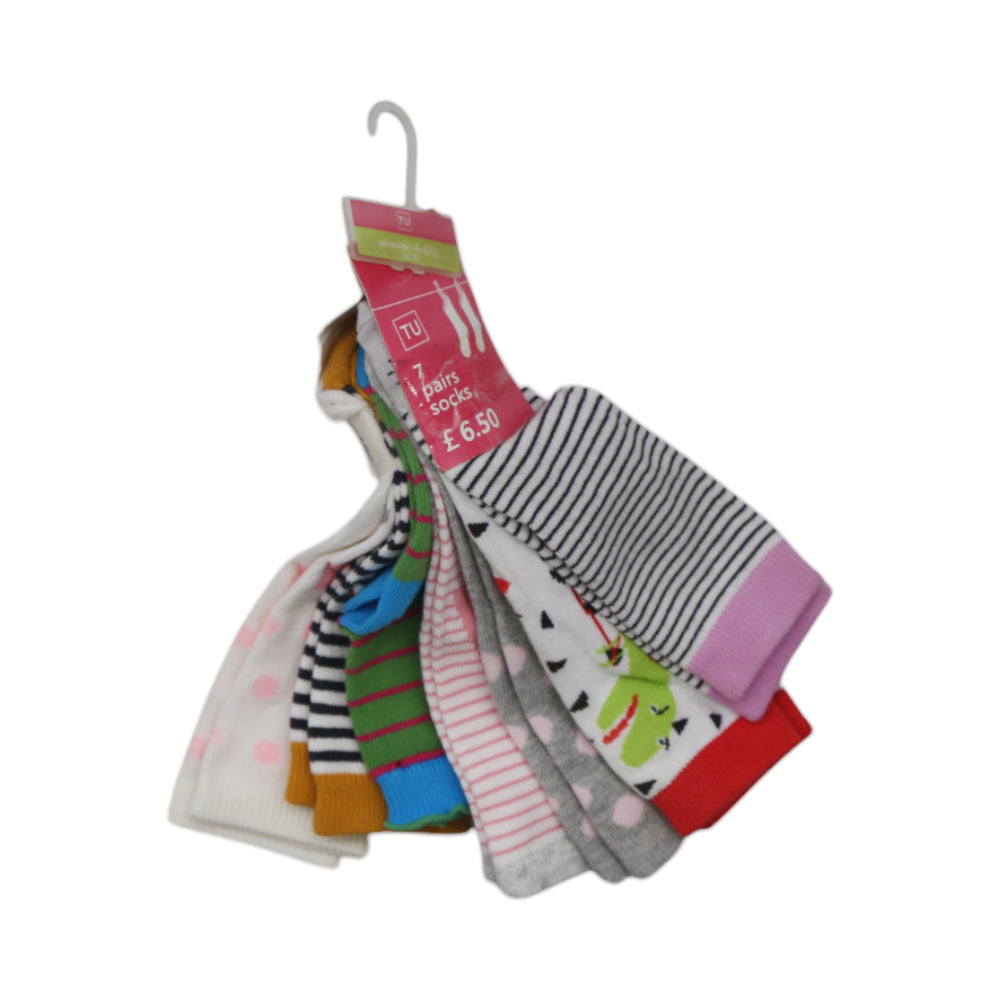 GIRLS SOCKS PACK OF 7 MW-20 4-6M