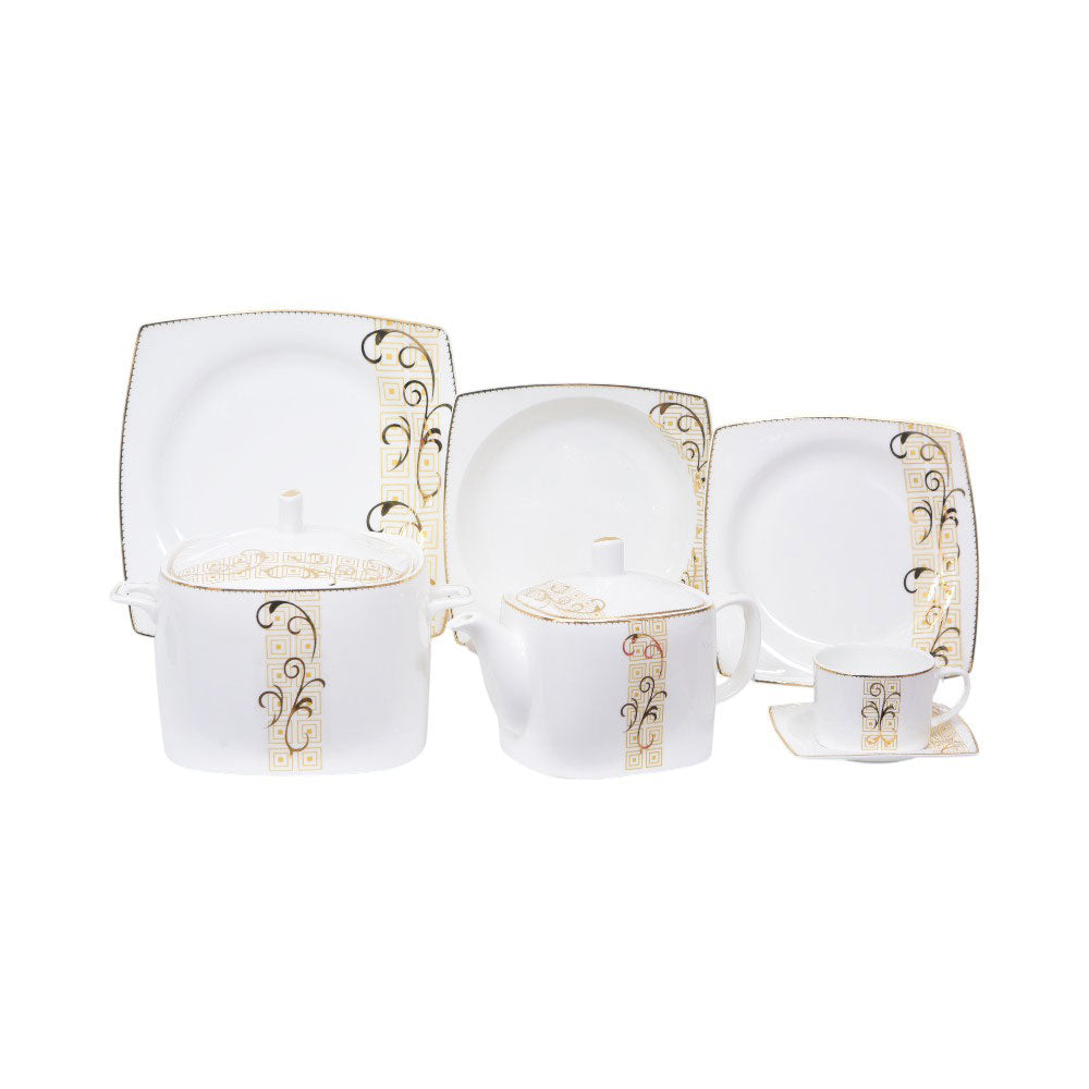 DINNER SET BONE CHINA SQUARE 87PC TY004