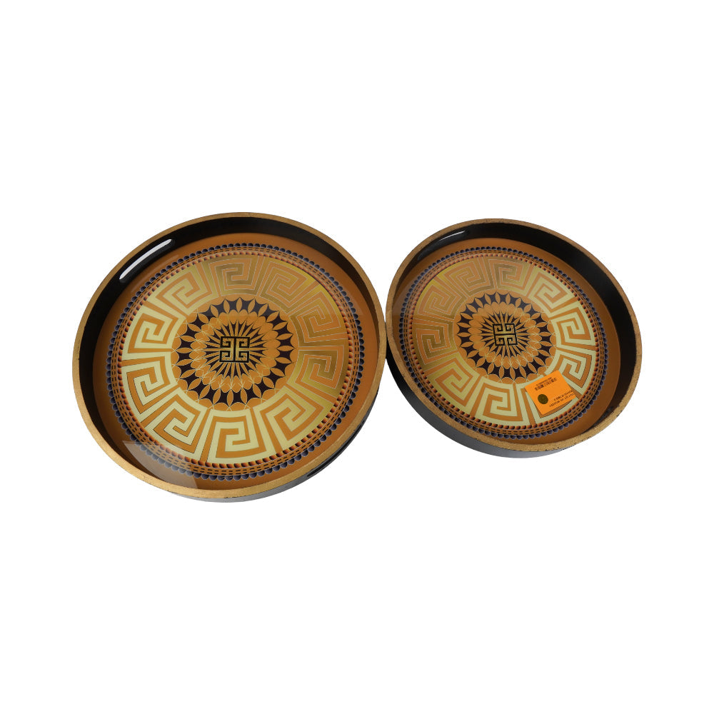TRAY SET 2PC WOODEN ROUND IR 2835-5