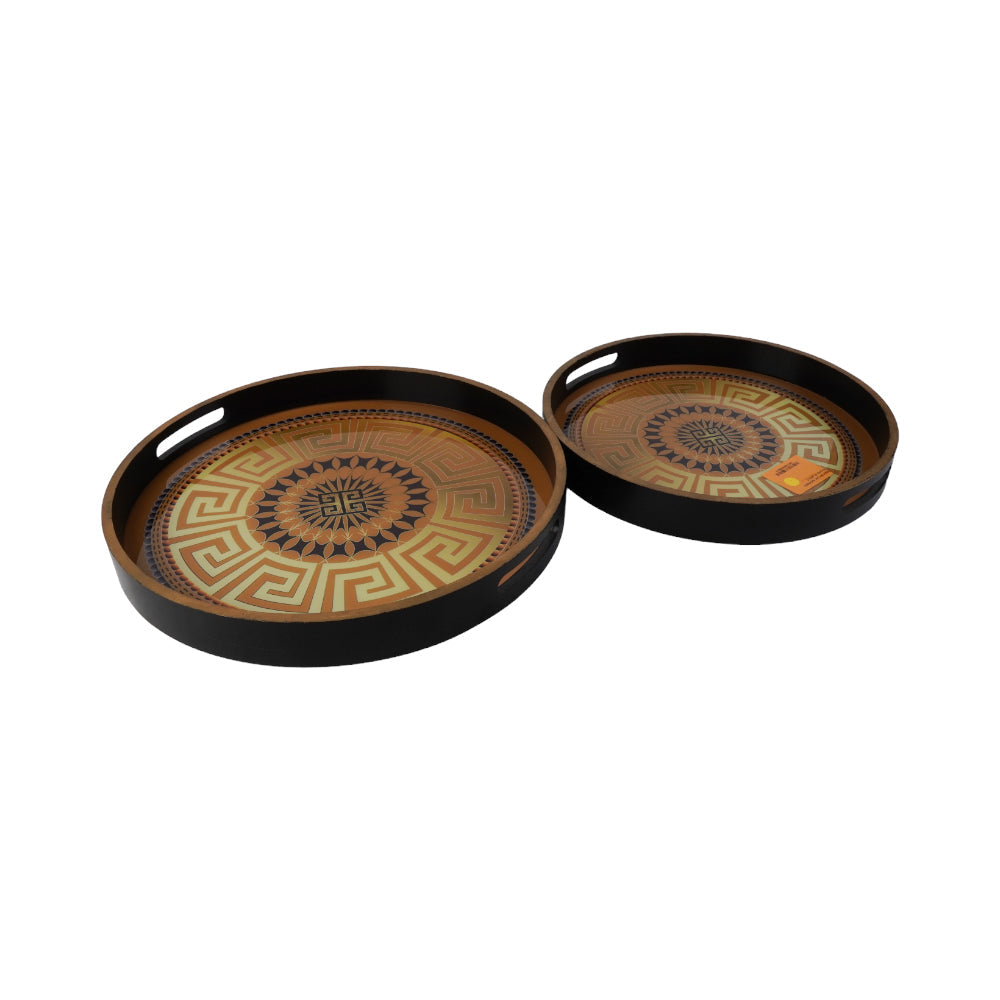 TRAY SET 2PC WOODEN ROUND IR 2835-5