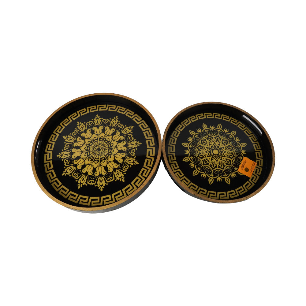 TRAY SET 2PC WOODEN ROUND IR 2835-6