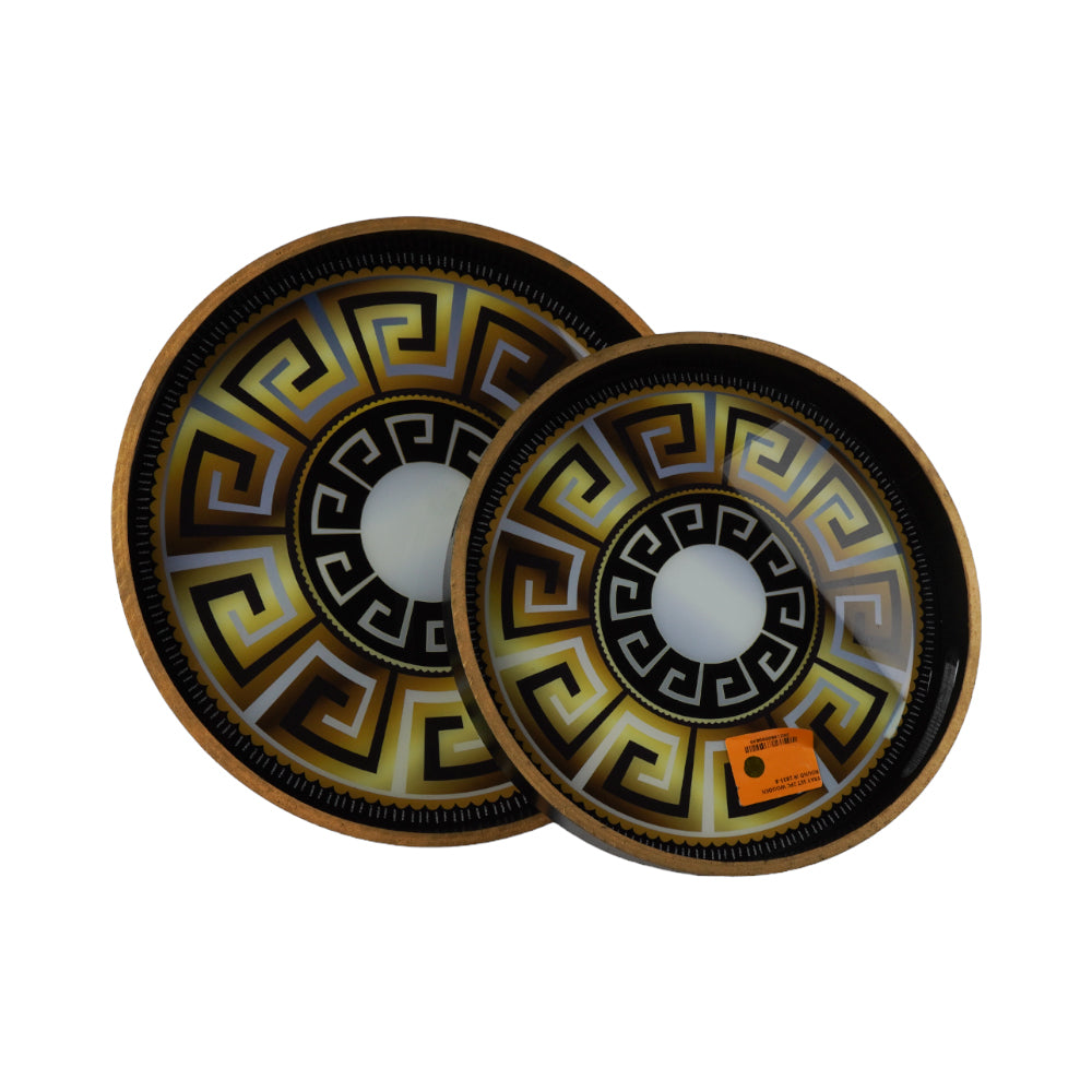 TRAY SET 2PC WOODEN ROUND IR 2835-8