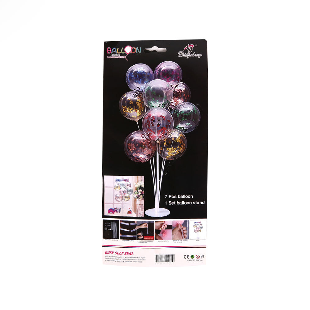 A63-68 Birthday Baloon 7Pc Pack Ir With Baloon Stand Asst
