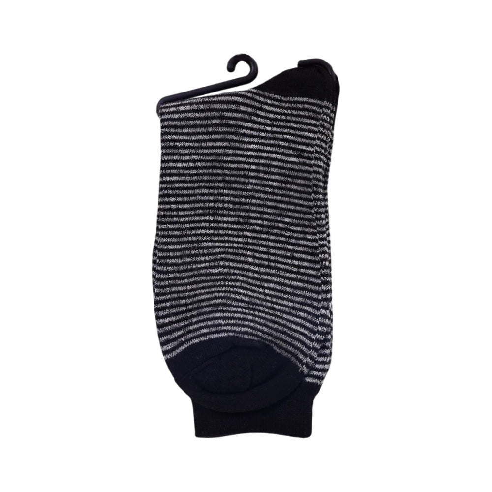 GENTS SOCKS MERINO WOOL STRIPE D-GRY (BM)