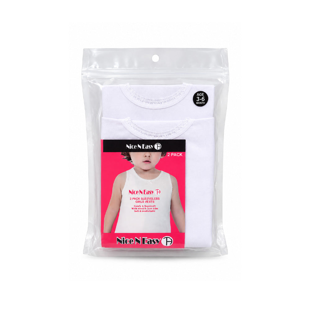 GIRLS S/L VEST 2PC PACK NICE & EASY MW-21 3-6M HC-011