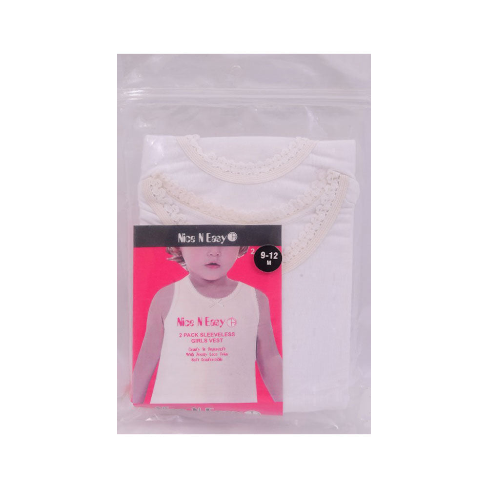 GIRLS S/L VEST 2PC PACK NICE & EASY MW-21 9-12M HC-011