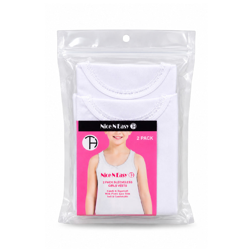 GIRLS S/L VEST 2PC PACK NICE & EASY MW-21 13-14 YEAR HC-011