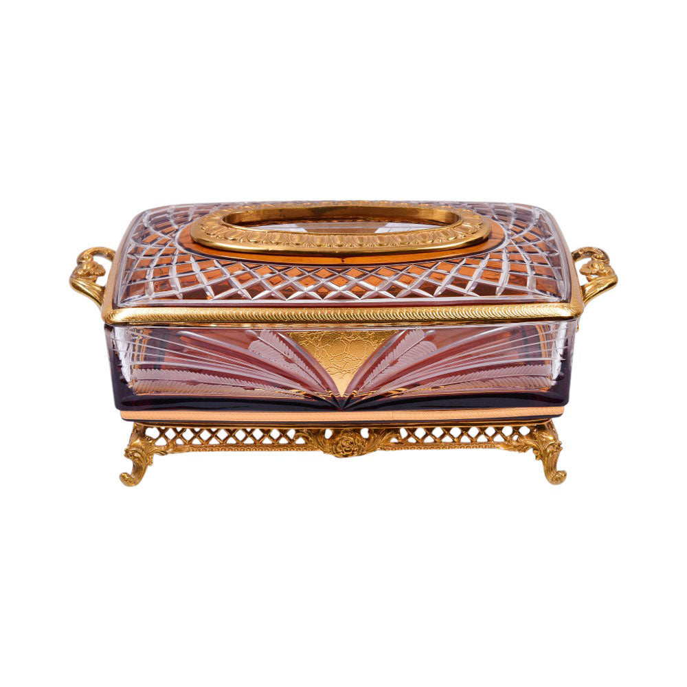 TISSUE BOX CRYSTAL BRASS IR H-C19-6018 JSA05-A19